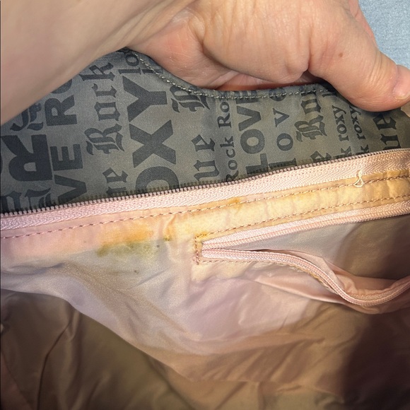 Roxy Black Logo Print Tote bag with Pink Trim and Button - Picture 7 of 7